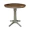 International Concepts Round 36 in Rd Top Ped Table, 12 in Leaf, Counter Ht, Hickory/Stone, 36 W, 48 L, 36.1 in H, Wood K41-36RXT-27B-6B - alternate 1